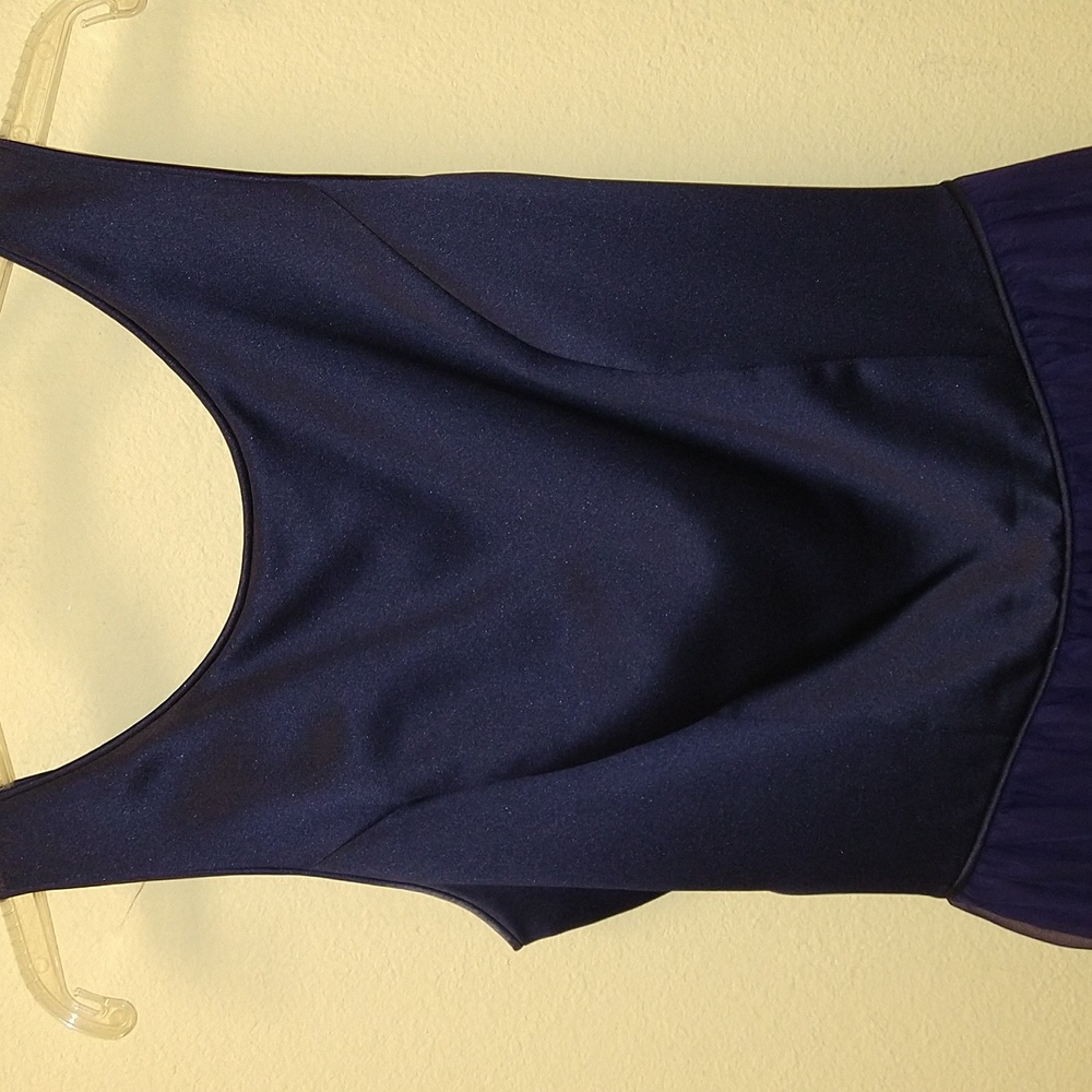 Donna Ricco navy satin and chiffon dress